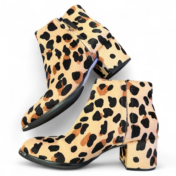 Cole Haan Cheetah Print Calf Hair Block Heel Booties Size 8 Grand Series - Picture 1 of 10